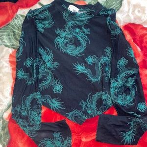 Black & Green Long Sleeve Crop Top!